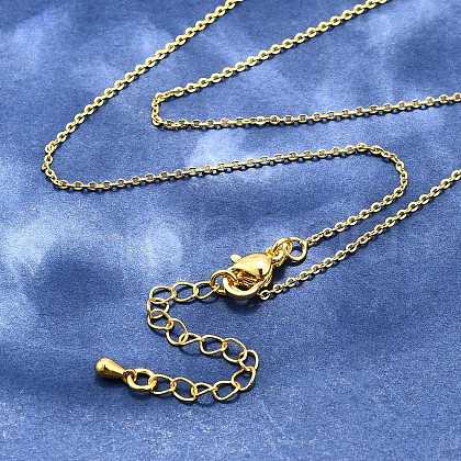 Brass Cable Chain Necklaces Making MAK-P011-01G-1