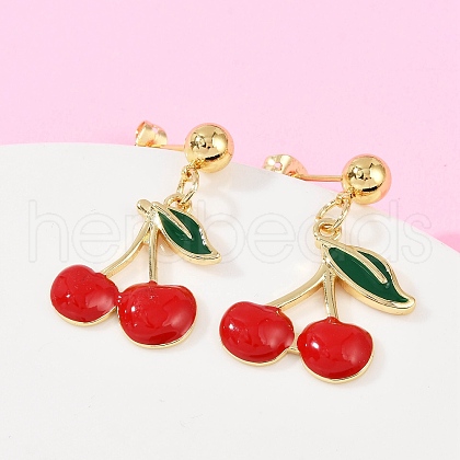 Brass Enamel Stud Earrings EJEW-Q045-05G-1