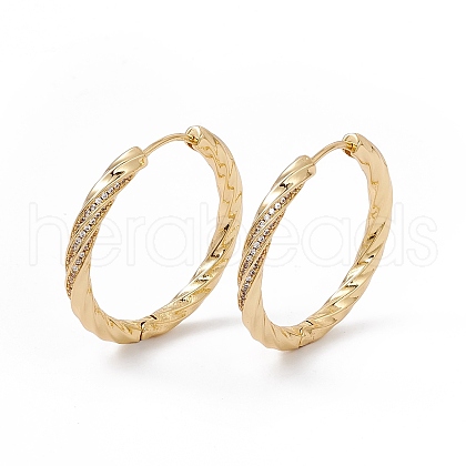 Cubic Zirconia Twist Hoop Earrings EJEW-B014-11G-1