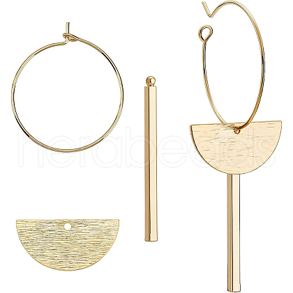 BENECREAT 24Pcs 3 Style Brass Pendant and Brass Hoop Earring Findings KK-BC0006-85-1