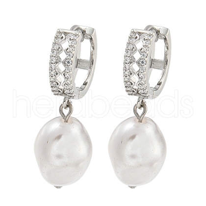 Rack Plating Brass Micro Pave Clear Cubic Zirconia Hoop Earring EJEW-C102-26B-P-1