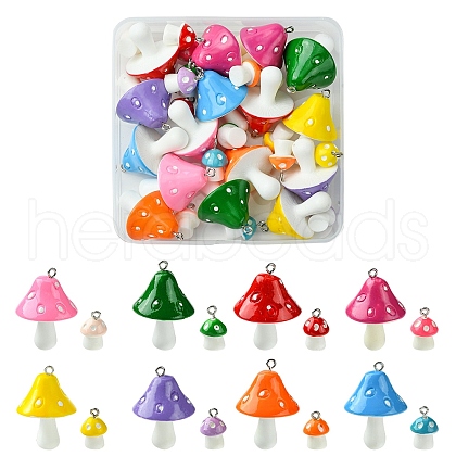 32Pcs 16 Styles Opaque Plastic with Resin Pendants FIND-YW0005-05-1