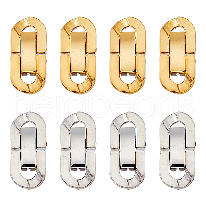 Unicraftale 8 Sets 2 Colors 304 Stainless Steel Fold Over Clasps STAS-UN0046-68-1
