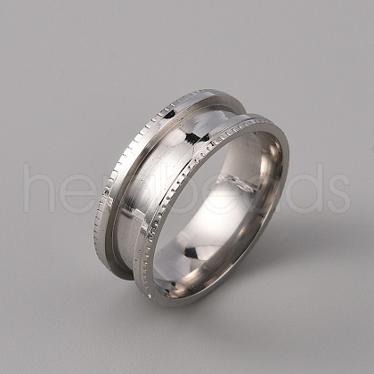 201 Stainless Steel Grooved Finger Ring Settings STAS-WH0027-26E-P-1