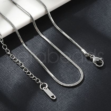 Non-Tarnish 304 Stainless Steel Round Snake Chain Necklace for Men Women NJEW-K245-012C-1