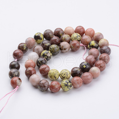 Natural Plum Blossom Jasper Beads Strands G-K152-07-8mm-1