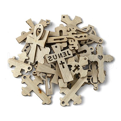 100Pcs Wood Pendants X1-WOOD-G020-01-1