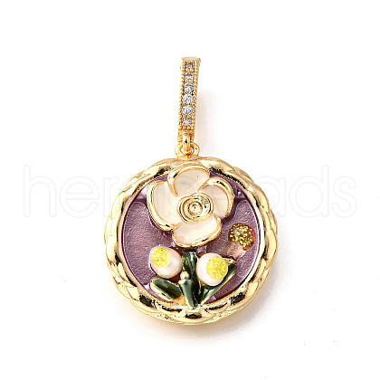 Brass Micro Pave Cubic Zirconia & Enamel Pendants KK-R222-09G-04-1