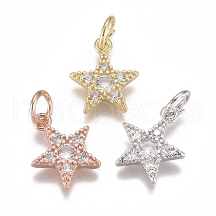 Brass Micro Pave Cubic Zirconia Charms ZIRC-F111-11-1