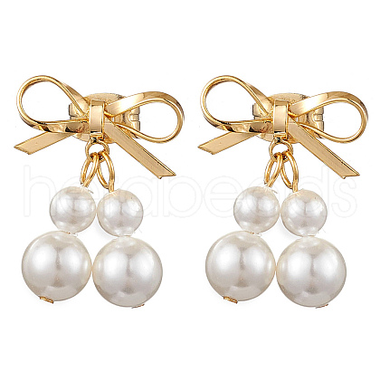 Brass Bowknot Dangle Stud Earrings EJEW-TA00401-1