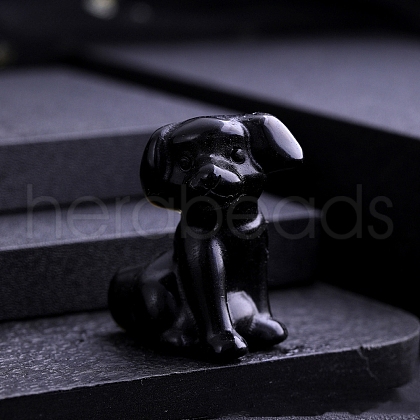 Natural Obsidian Carved Dog Statue PW-WG97821-12-1