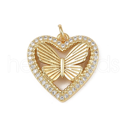 Brass Micro Pave Clear Cubic Zirconia Pendants KK-S528-15G-1