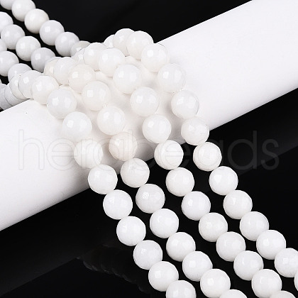 Dyed Natural White Jade Beads Strands G-T139-8mm-60-01-1