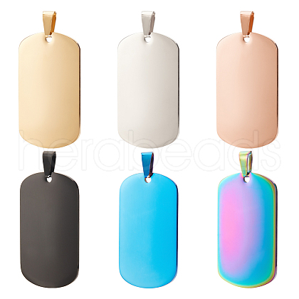 BENECREAT 6 pcs 6 Colors 201 Stainless Steel Pendants STAS-BC0003-55B-1