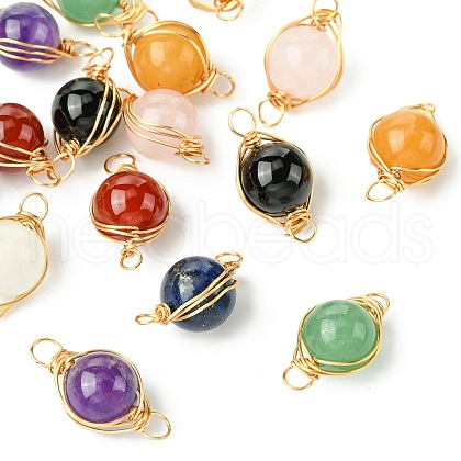 16Pcs 8 Style Natural Gemstone Connector Charms PALLOY-CJ00053-1