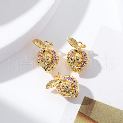 Brass Micro Pave Cubic Zirconia Pendants KK-K369-01G-05-1