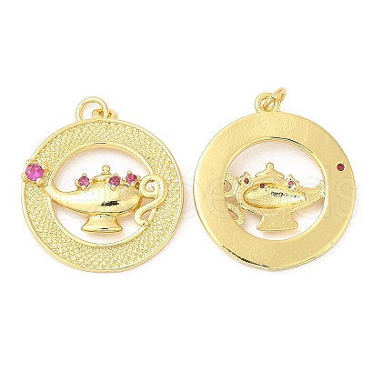 Brass Micro Pave Cubic Zirconia Pendants KK-P236-04G-1