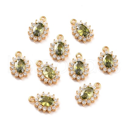 Real 18K Gold Plated Brass Micro Pave Cubic Zirconia Charms ZIRC-Z023-04B-NR-1