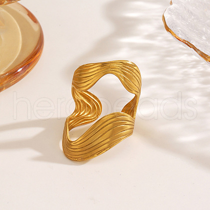 Wave Shape 304 Stainless Steel Cuff Rings for Women FS-WG77DEA-01-1