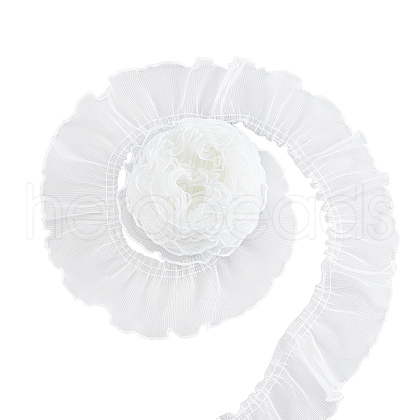 SUPERFINDINGS 5 Yards Polyester Pleated Lace Ribbon OCOR-FH0001-33A-1