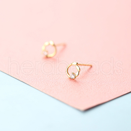 Brass Micro Pave Clear Cubic Zirconia Stud Earrings FS-WGE47D1-07-1