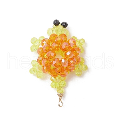3D Electroplate Glass Seed Beaded Tortoise Pendants PALLOY-MZ00674-01-1
