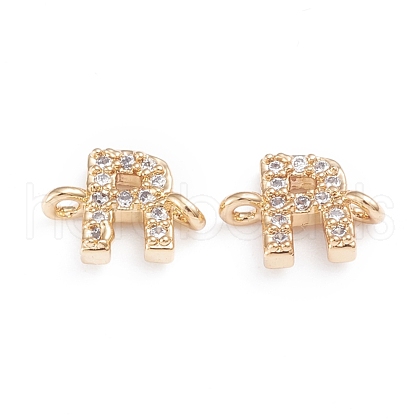 Brass Micro Pave Cubic Zirconia Letter Links ZIRC-I042-16G-R-1