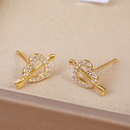 Elegant Cupid Heart Brass Stud Earrings AJ1399-1