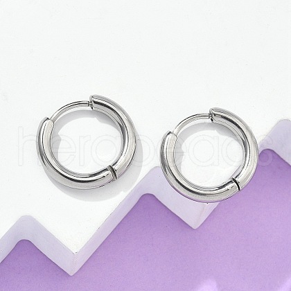 Tarnish Resistant 304 Stainless Steel Huggie Hoop Earrings EJEW-F111B-16mm-P-1