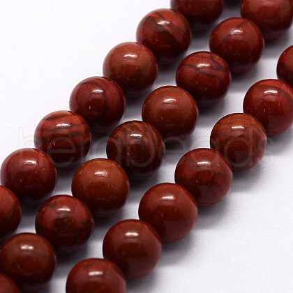 Natural Red Jasper Beads Strands X-G-I199-25-6mm-1