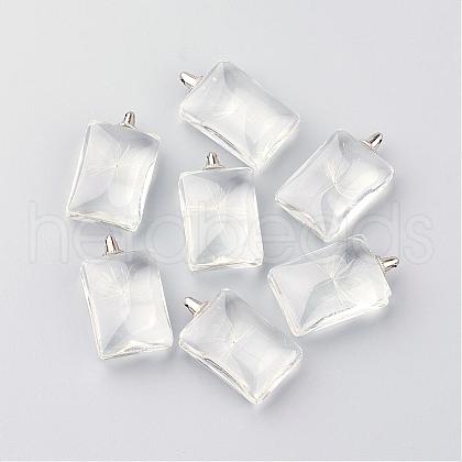 Rectangle Alloy Glass Pendants GLAA-Q047-18x25-01P-1
