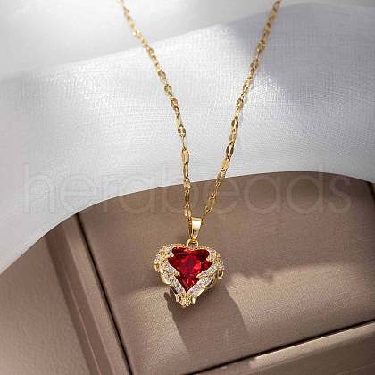 Heart 304 Stainless Steel Pendant Necklaces FS-WGE3147-04-1