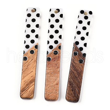 Printed Opaque Resin & Walnut Wood Big Pendants RESI-TAC0017-56-1