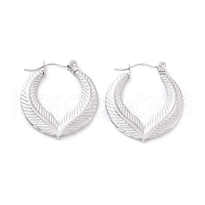 304 Stainless Steel Double Leaf Wrap Hoop Earrings for Women EJEW-G293-23P-1