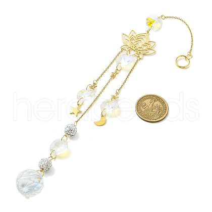 Glass Round Pendant Decorations HJEW-JM01231-1