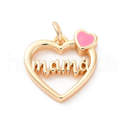 Mother's Day Brass Enamel Pendants KK-D360-21G-02-1