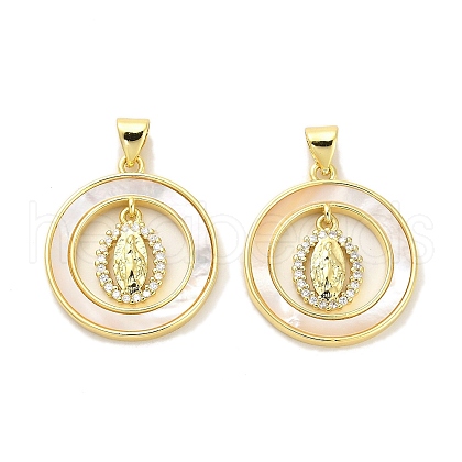 Brass Micro Pave Clear Cubic Zirconia Pendants KK-K365-07G-1