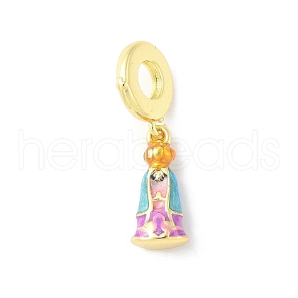 Brass Enamel Virgin European Dangle Charms KK-Z101-03G-02-1