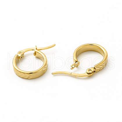 201 Stainless Steel Grooved Arrow Hoop Earrings with 304 Stainless Steel Pin for Women EJEW-M214-15D-G-1