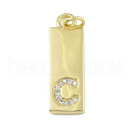 Brass Micro Pave Clear Cubic Zirconia Pendants KK-P266-06G-C-1