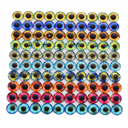 Luminous Eye Printed Glass Cabochons GGLA-WHC0002-10mm-1