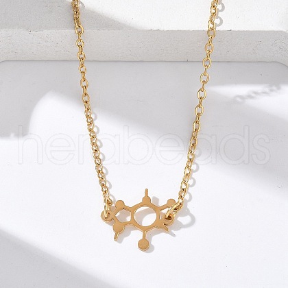 304 Stainless Steel Chemical Symbol Pendant Necklaces NJEW-Z073-03G-05-1