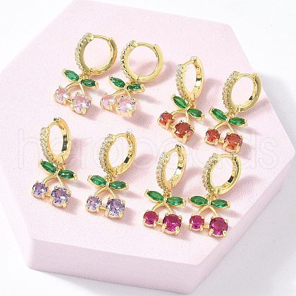 Cherry Brass Micro Pave Cubic Zirconia Hoop Earrings EJEW-U057-07G-1