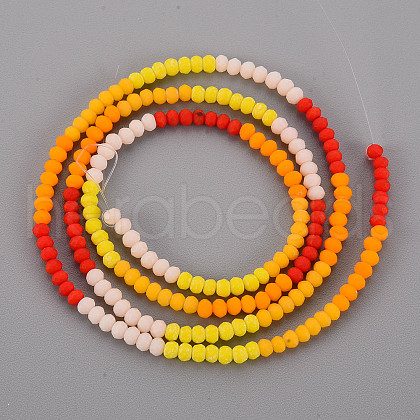 Opaque 7 Colors Frosted Glass Beads Strands FGLA-T002-02A-A03-1