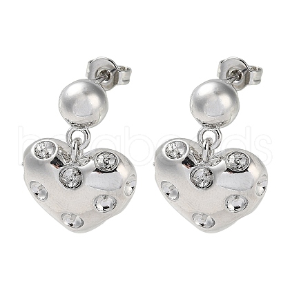 Heart Brass Stud Earrings Findings EJEW-A045-10P-1