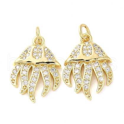 Rack Plating Brass Micro Pave Clear Cubic Zirconia Pendants X-KK-M260-02G-1