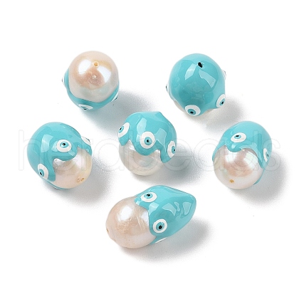 Natural Cultured Freshwater Pearl Enamel Beads PEAR-G014-05B-1