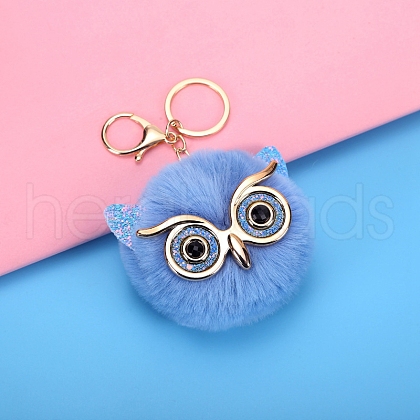Owl Furry Pom-Pom Keychain for Women PW-WG49E57-08-1
