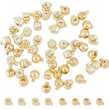 HOBBIESAY 50Pcs 2 Style Brass Crimp Beads KK-HY0002-84-1