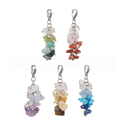 Natural & Synthetic Mixed Gemstone Chip Beads Pendant Decorations HJEW-JM02125-1
